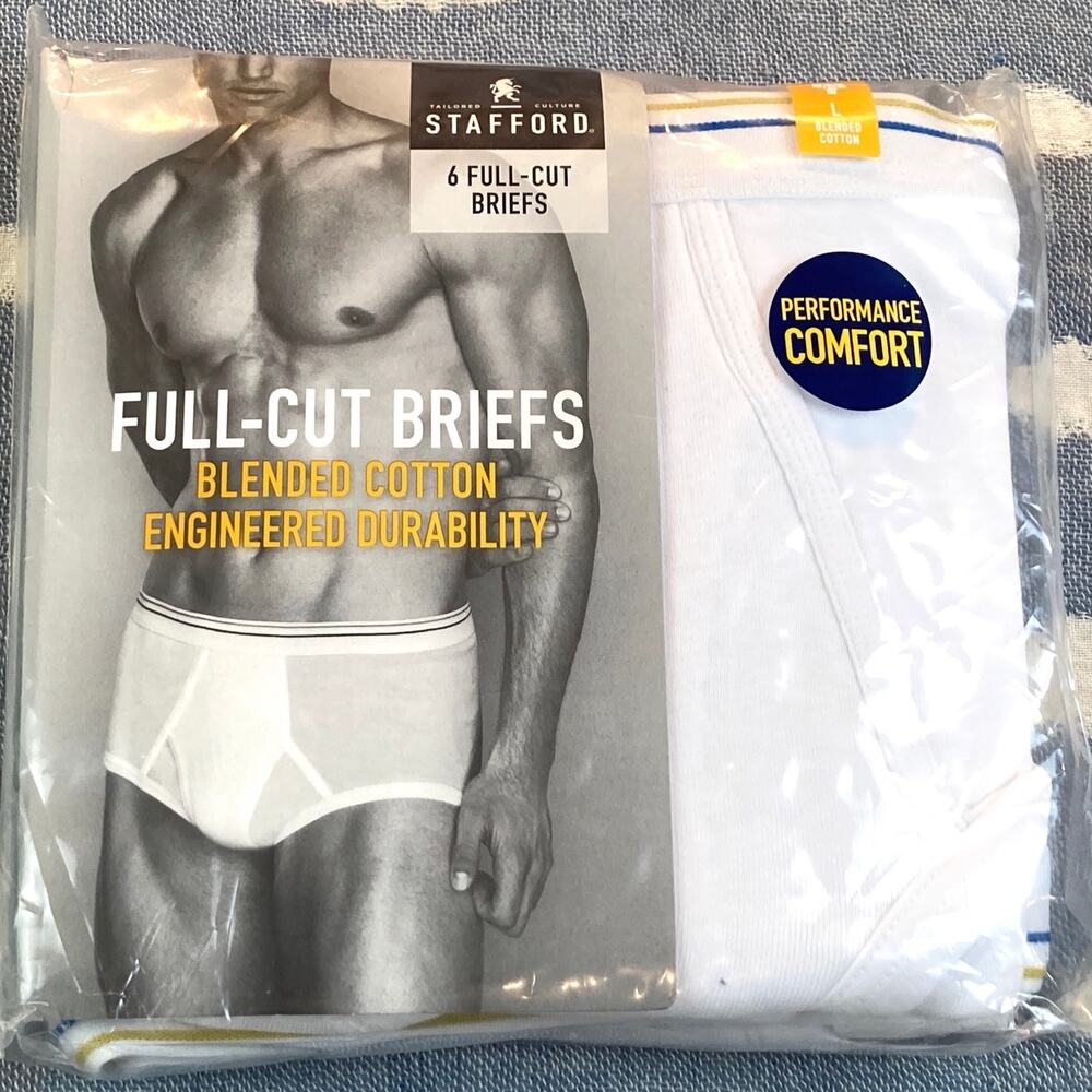 Stafford Full Cut Briefs 6/PKNew in Pkg White L 36-39